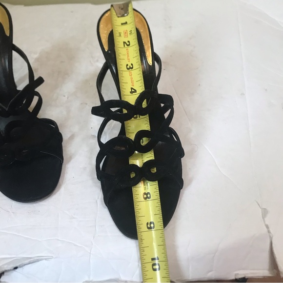 FENDI Suede Strappy Baroque Heels Sandals Mules Shoes Dressy Evening Leather  37 - Picture 14 of 16